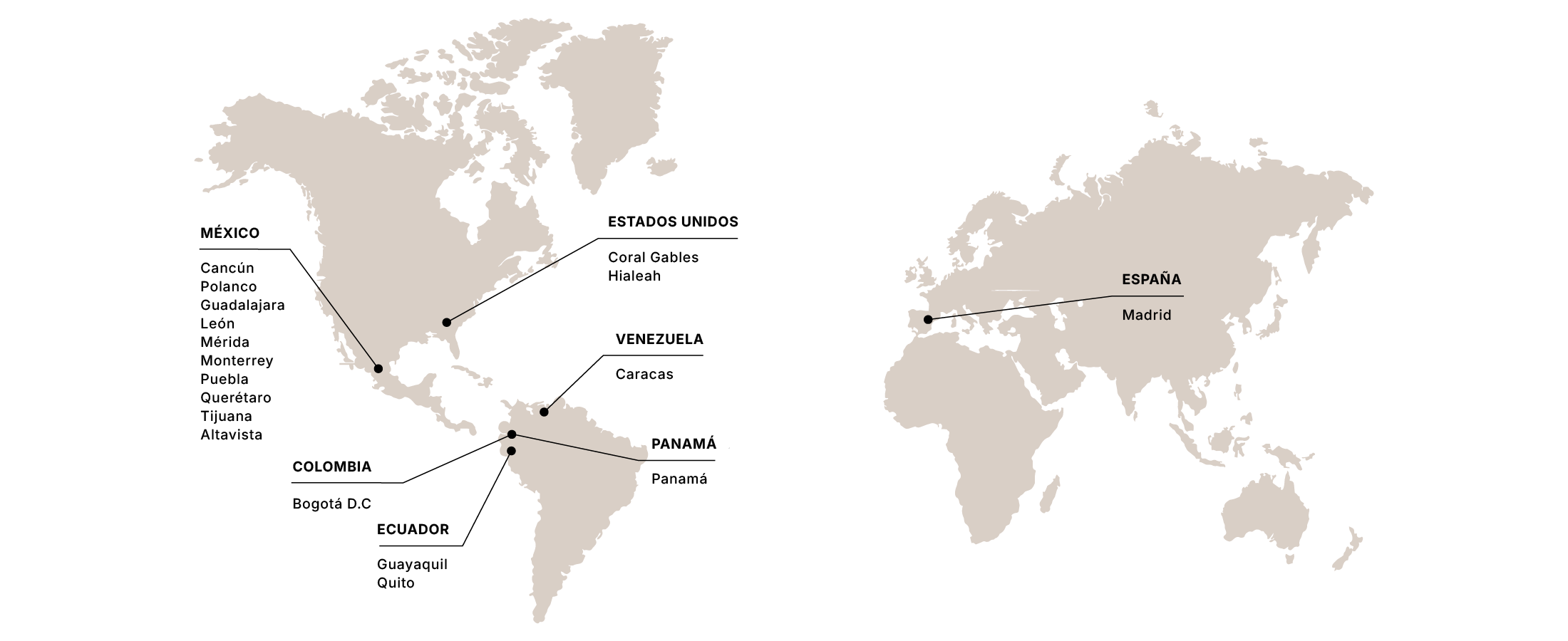 Mapa de presencia internacional Bojanini